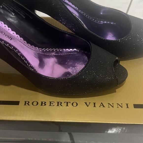 BNIB Roberto Vianni sparkle open toe heels with rhinestones bow 💎 - Picture 7 of 7